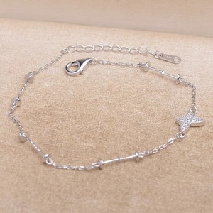 Accessoire de bracelet en argent Wenchi S925, papillon, trois perles, trou traversant, bricolage, bijoux en perles, 19907, taille 7-9, capuchons de perles de 3 mm, vides - Product Image 1
