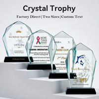 Trophée en cristal personnalisé, plaque en diamant gravée sur base noire, récompense pour les réalisations d'entreprise, cadeaux de reconnaissance pour les champions