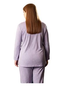 Conjunto de pijama para mujer para otoño e invierno, elegante cárdigan morado, ropa de estar de alta calidad - Product Image 1