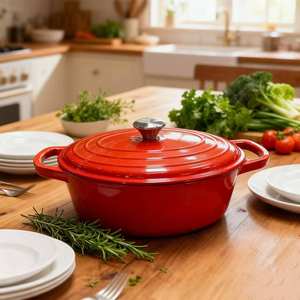 Casserole en fonte classique Zunck 22 cm - Batterie de cuisine émaillée - Marmite en métal - Pour la cuisson - Ustensiles de cuisine - Product Image 6