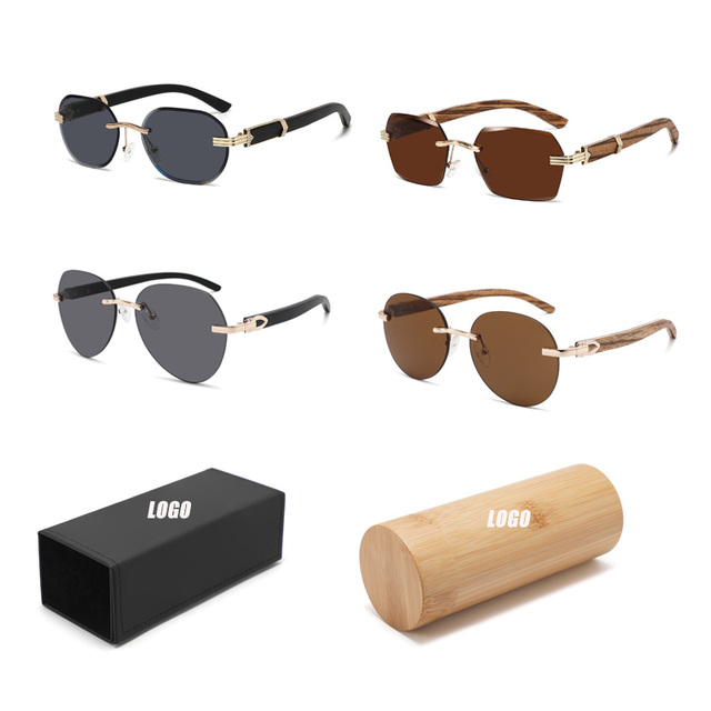 Hot Classic square Frameless Ebony UV400 Sunglass Men Wholesale Luxury Sunglasses Women Custom Own logo Gafas De Sol Sunglasses