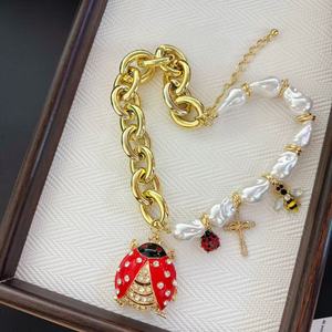 Eleganti Collane a Forma di Coccinella e Cuore, Placcate in Oro, Serie Insetti Trendy, Gioielli Naturali alla Moda, Accessori per Feste e Uso Quotidiano - Product Image 2
