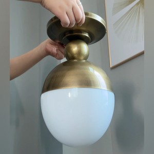 OEM/ODM Copper Modern Minimalist <b>Globe</b> Ceiling Light American Simple Golden Ball <b>Glass</b> Flush Mount Light for Corridor Hallway - Product Image 1