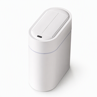 ELPHECO Nouvelle poubelle intelligente à double porte avec capteur tactile en plastique pour salon, salle de bain, toilettes, fixation murale, espacement étroit