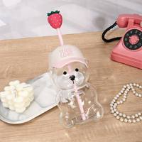 Tasse en verre ours en peluche très prisée pour les fêtes, avec couvercle, un cadeau d'anniversaire très attrayant