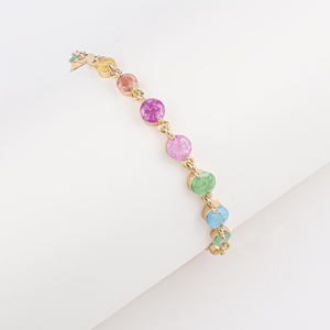 Nuovo <span class=keywords><strong>Bracciale</strong></span> Placcato <span class=keywords><strong>Oro</strong></span> alla Moda 2022, Gioielli da <span class=keywords><strong>Donna</strong></span>, Ottone Placcato <span class=keywords><strong>Oro</strong></span> 18k con Zirconi Colorati Arcobaleno, Vendita all'Ingrosso - Product Image 5