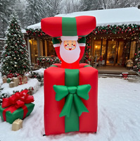 Père Noël gonflable avec logo, boîte cadeau lumineuse à LED, décoration et ornement de jardin pour les fêtes