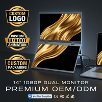 Monitor Portabel Ultra-Tipis 14-Inci 1920x1080 IPS Antarmuka Tipe-C Kecerahan 400cd/m LED Backlit Speaker Internal