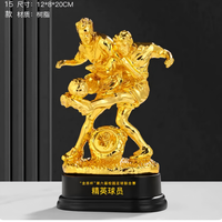 Trophée de football en polyrésine et cristal gravé au laser, étanche, avec finition or, argent, bronze et zone de personnalisation