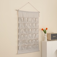 Sac de rangement mural en imitation lin, pochette décorative à suspendre pour l'organisation des articles divers dans la chambre et la maison