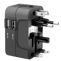 150 negara 2 USB Port dunia Universal 2.1A Hitam Travel Adapter Universal USB hitam adaptor Internasional