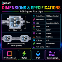 Pantalla LED RGB de Malla Transparente de 20 mm GS8208 DC12V, Resistente al Agua, para Publicidad en Fachadas Exteriores