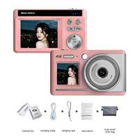 Nouvel appareil photo numérique 4K pour enfants 2026, double objectif 2,4 pouces + 1,4 pouces, CMOS 48MP, 30FPS, pour vlogs extérieurs, photos/vidéos, selfies