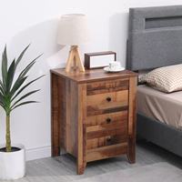 Table de chevet à 3 tiroirs, table de chevet rustique en bois grainé avec finition mélamine, table d'appoint vintage pour chambre à coucher et salon