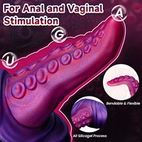 Vibromasseur Dildo Monstre en Silicone à Tentacules Fantaisie avec 10 Modes pour Stimulation du Point G, Vaginale et Anale, avec Ventouse