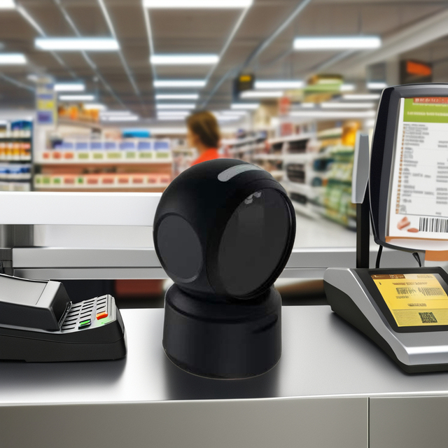 OEM ODM 2D Omnidirectional Wired Desktop Barcode Scanner Large Window Scanning Barcode Reader