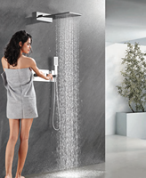 Luxe Pistolet Gris Laiton Mural Caché Salle De Bains Robinet De Douche Pré-Enterré Boîte Top Cuivre Chrome Finition Céramique Valve Hôtels