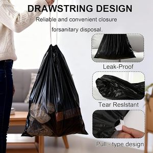 Sac poubelle noir en LDPE, thermoscellable, jetable, pour déchets ménagers - Product Image 6