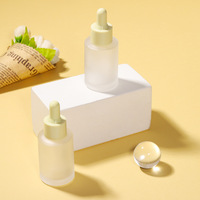 15ml 30ml 50ml grand bouchon à vis forme plate macaron rose bleu rouge noir flacon compte-gouttes en verre dépoli pour sérum de soin de la peau