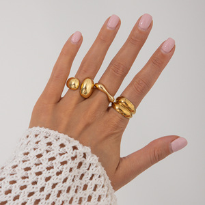 Anillos Abiertos Geométricos Brillantes de Moda <span class=keywords><strong>para</strong></span> Mujer, Estilo Ins Europeo-Americano, con Textura de Aleación y Diseño de Gota de Agua - Product Image 4