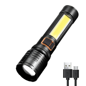 Bán Hot Telescopic Zoom lumens cao linterna có thể sạc lại đèn lồng COB trắng <span class=keywords><strong>LED</strong></span> <span class=keywords><strong>Torch</strong></span> ánh sáng chiến thuật đèn pin - Product Image 1