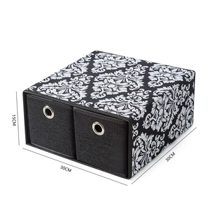 กล่องเก็บของพับได้2ชั้นพร้อมที่จับพับเก็บได้ผ้าพิมพ์ลายหลายขนาด - Product Image 2