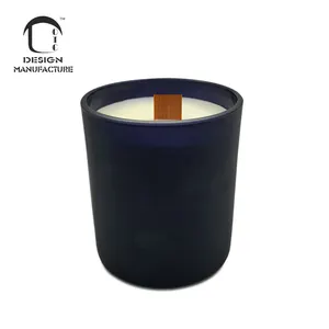 Jar Fragrance woodwick Candle Living Room Handicraft Glass with Wood Producer Luxury Home Decoration Scented Soy Wax Pillar 300g