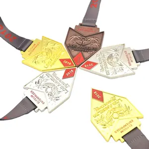 China suppliers Los Angeles karate competition gold silver bronze plate sports medal with lanyards