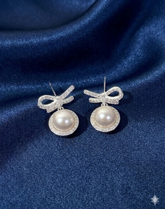 Boucles d'oreilles pendantes raffinées et élégantes, en argent sterling, avec un nœud charmant, pour femmes, mariages et rendez-vous galants - Product Image 3