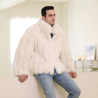 Veste en fourrure de renard blanc pour homme, style classique simple, prix d'usine, veste en fourrure de renard véritable pour homme
