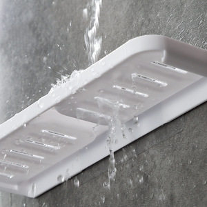 Wall Mounted Plastic Double Layer Soap Dish For Bathroom And Toilet Porcelain White <b>Light</b> Gray Rectangular - Product Image 3