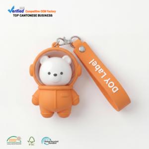 Cute Bear Pendants Key Chains Factory Custom Embossed Logo Soft PVC Keychains with Clasp for Promotion