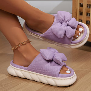 Dört sezon ev sevimli baskı keten kadın terlik ucuz toptan bayan terlik - Product Image 6