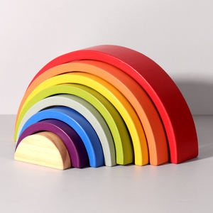 Jouet en bois Waldorf Los Grimm Arc-en-ciel, variété de blocs de construction empilables arc-en-ciel Montessori, bûches de forêt, éducation de la petite enfance - Product Image 3