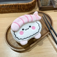 Porte-monnaie en peluche personnalisé, doux et moelleux, en forme de saumon sushi, style dessin animé japonais, avec fermeture éclair, petit sac pour pièces de monnaie et écouteurs, cadeau d'anniversaire