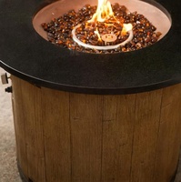 Foyer rond en faux bois Table à feu en marbre Foyer à gaz