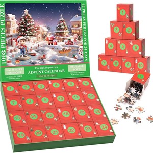 Christmas Advent Calendar <b>Puzzle</b> 1008 Pieces <b>Jigsaw</b> For Kids And Family Holiday Fun - Product Image 1