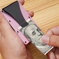 Hadiah Bisnis Dompet Logam Pria Dompet Taktis Minimalis Tempat Kartu Anti RFID Penjepit Uang Tempat Kartu Kredit Aluminium
