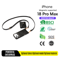 Casing Ponsel Kulit Asli Model Selempang dengan Slot Kartu Magnetik yang Dapat Dilepas untuk iPhone 18 17 16 15 Pro Max