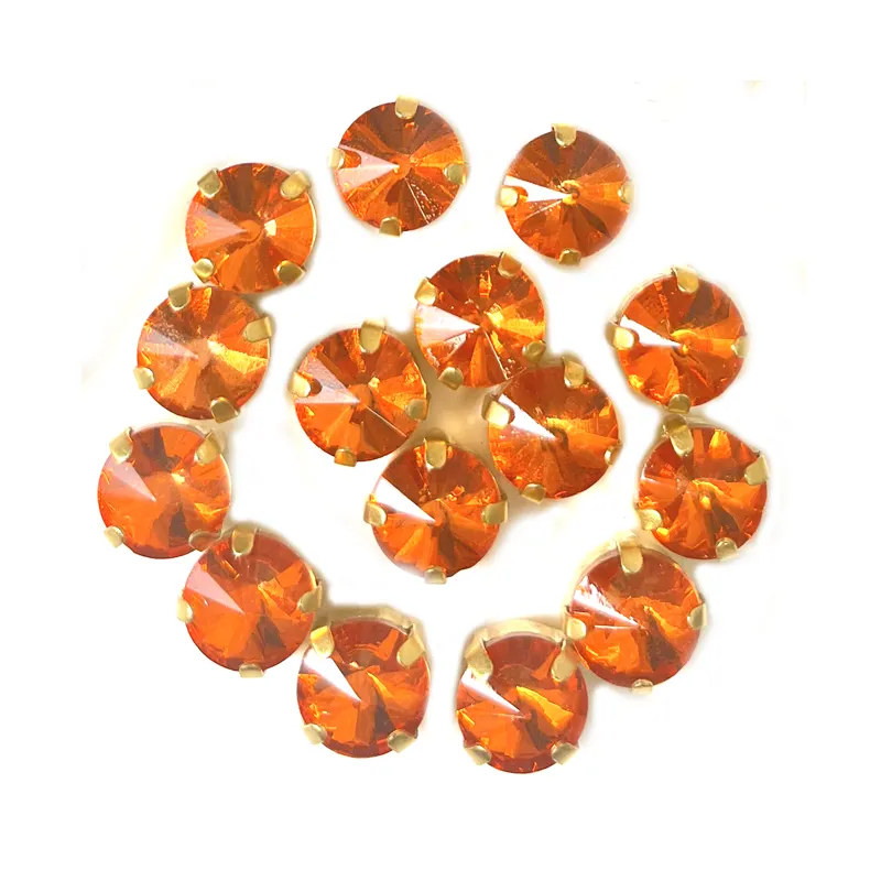 Lucky Super Thick raw brass claw setting 3 gram per piece fancy point back crystal rivoli 10mm 12mm 14mm for jewel