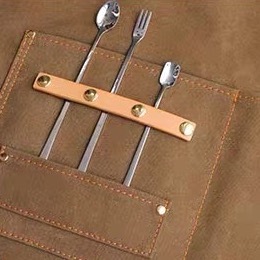 棉质黑色厨师围裙带毛圈帆布围裙定制印花厨房围裙女性 - Product Image 4