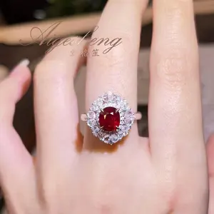 Aigesheng takı doğal elmas ve doğal yakut Ring18K gerçek altın takı moda yüzükler takı kadınlar