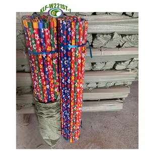 120 cm fleur motif imprimé pvc enduit en bois balai vadrouille brosse poignées bâtons avec crochet de cintre en plastique coloré