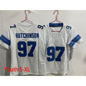 قميص كرة القدم الأمريكية للشباب مطرز بالجملة 0 Jahmyr Gibbs 14 Amon-Ra St. Brown 97 Aidan Hutchinson طفل جيرسي مخيط - Product Image 6