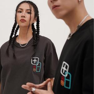 T-shirt en coton de haute qualité, poids lourd, nouveau modèle, col rond, longueur courte, logo brodé personnalisé, coupe ample, motif imprimé - Product Image 2