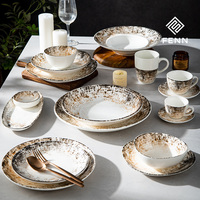 Service de table en céramique FENN de qualité supérieure avec un design texturé rétro, vaisselle pour la maison et l'hôtel, repas modernes et cadeaux