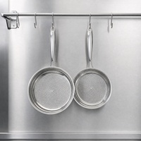 Wajan Penggorengan Anti Lengket Stainless Steel Sarang Lebah Kelas Komersial, Poles Cermin, Gagang Berpaku 14-32cm