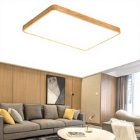 Plafonnier intelligent ultra-fin en bois massif, style moderne minimaliste nordique, LED trois couleurs réglables, IRC 80-90, pour chambre et salon