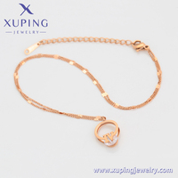 47162 XUPING JEWELRY Collier pendentif en acier inoxydable plaqué or rose avec zircon IV, nouveau design élégant