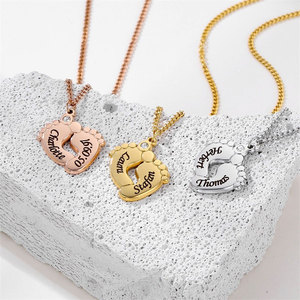 Pendentif <span class=keywords><strong>de</strong></span> cheville personnalisé en acier inoxydable 316L, résistant à l'eau et inaltérable, plaqué or 14k 18k, pour bébés, à graver - Product Image 1